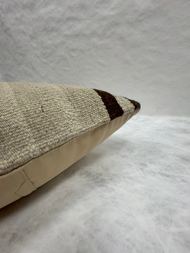 Turkish Hemp Pillow Cushion Natural Beige Black Pillow Cushion Cover 16" x 24" #30208