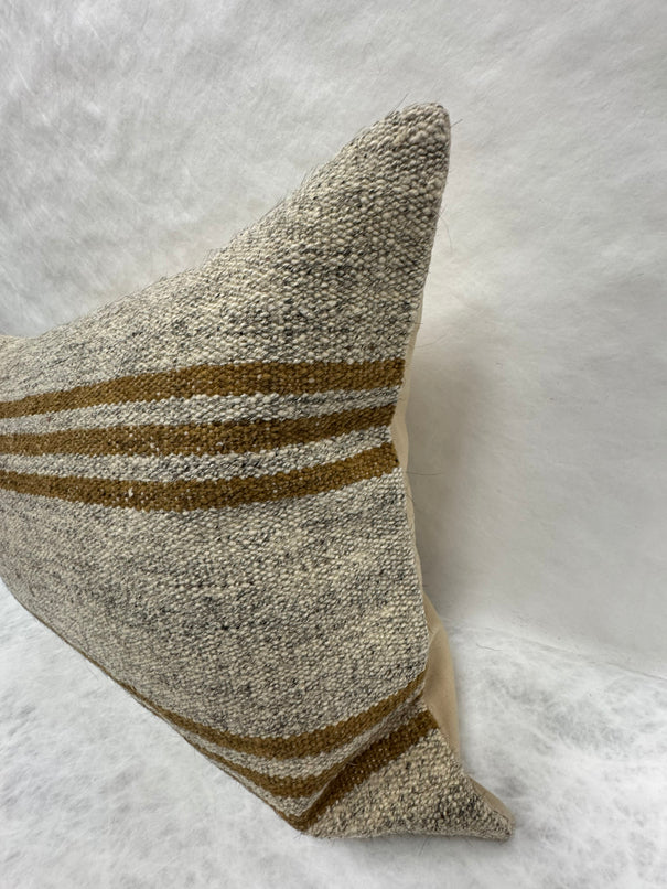 Turkish Hemp Pillow Cushion Natural Beige Brown Pillow Cushion Cover 16" x 24" #30205