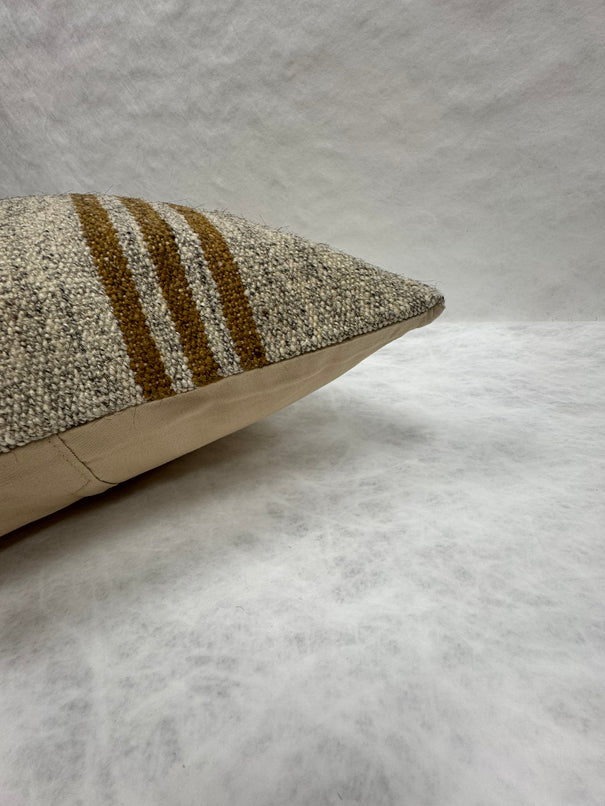 Turkish Hemp Pillow Cushion Natural Beige Brown Pillow Cushion Cover 16" x 24" #30205
