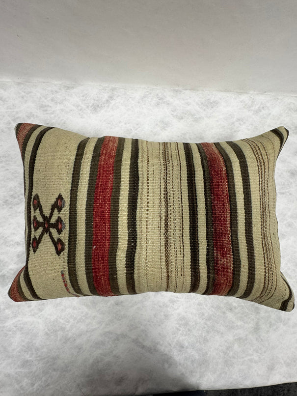Turkish Hemp Pillow Cushion Natural Red Brown Pillow Cushion Cover 16" x 24" #30197