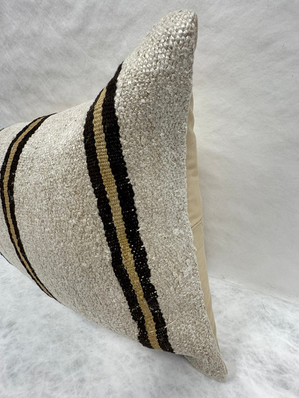 Turkish Hemp Pillow Cushion Natural Beige Brown Pillow Cushion Cover 16" x 24" #30195