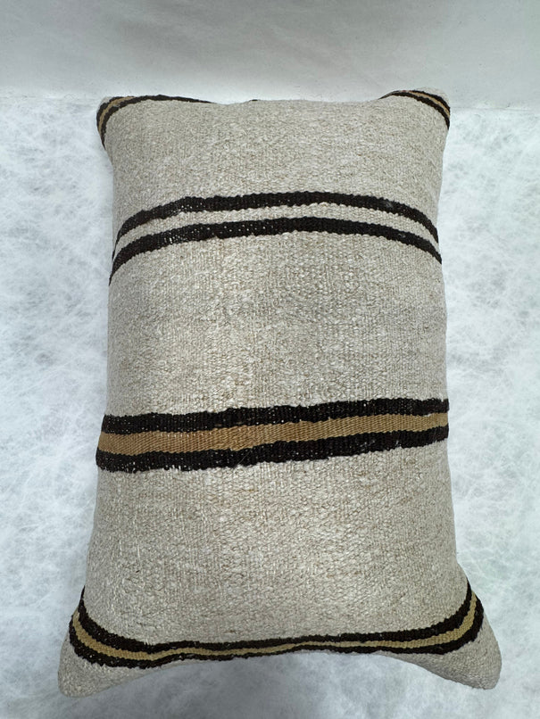 Turkish Hemp Pillow Cushion Natural Beige Brown Pillow Cushion Cover 16" x 24" #30195