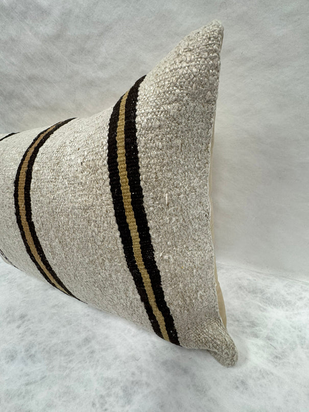 Turkish Hemp Pillow Cushion Natural Beige Brown Pillow Cushion Cover 16" x 24" #30214
