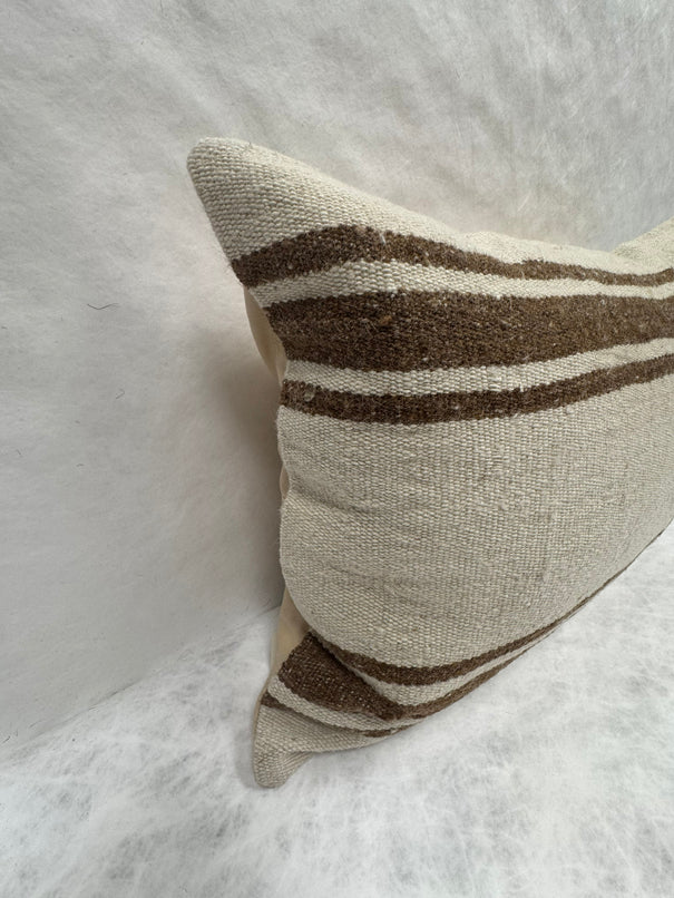 Turkish Hemp Pillow Cushion Natural Beige Brown Pillow Cushion Cover 16" x 24" #30211