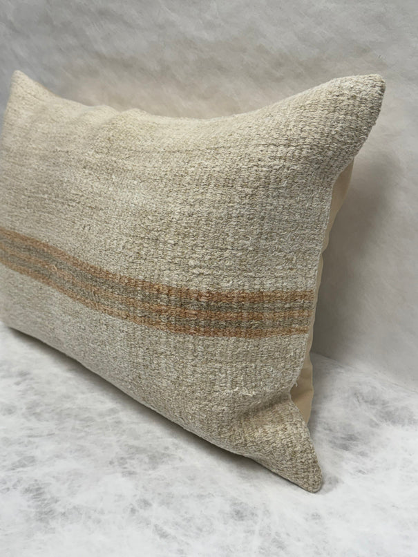 Turkish Hemp Pillow Cushion Natural Beige Brown Pillow Cushion Cover 16" x 24" #30103