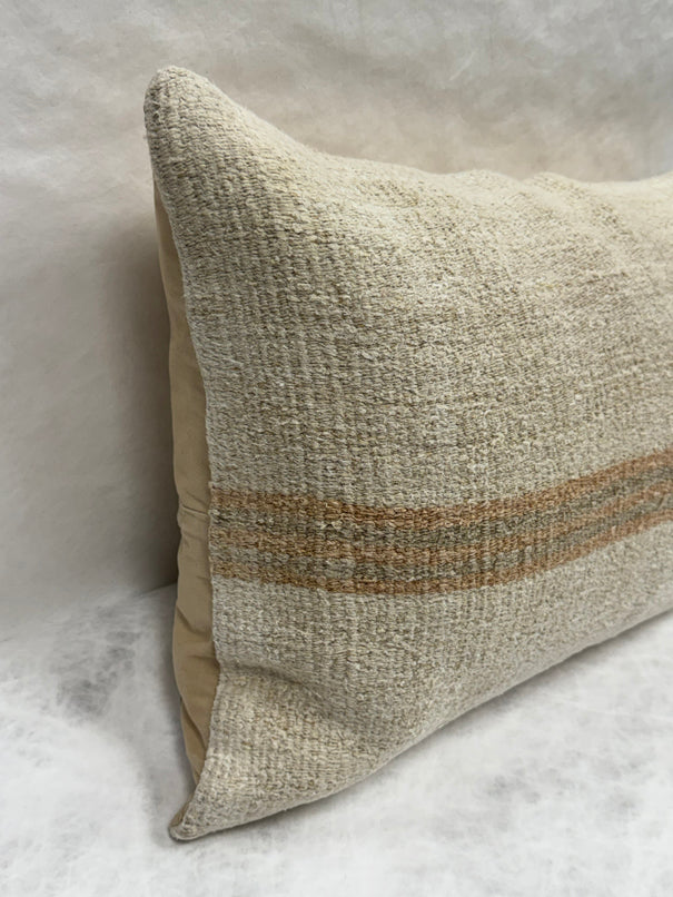 Turkish Hemp Pillow Cushion Natural Beige Brown Pillow Cushion Cover 16" x 24" #30103