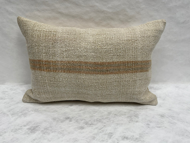Turkish Hemp Pillow Cushion Natural Beige Brown Pillow Cushion Cover 16" x 24" #30103