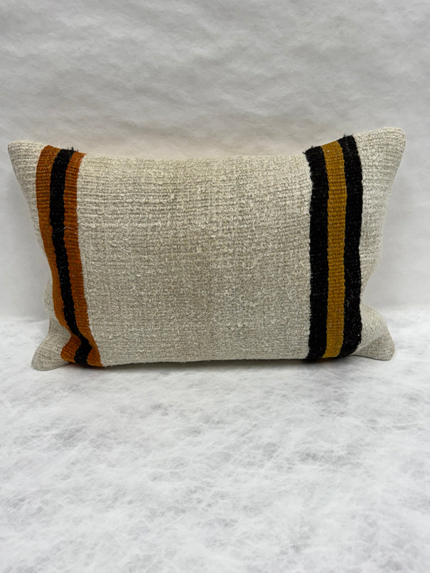 Turkish Hemp Pillow Cushion Natural Beige Rust Pillow Cushion Cover 16" x 24" #30106