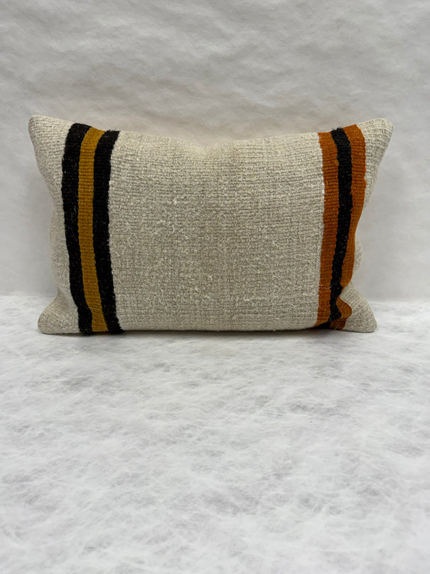 Turkish Hemp Pillow Cushion Natural Beige Rust Pillow Cushion Cover 16" x 24" #30106