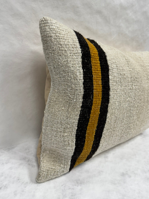 Turkish Hemp Pillow Cushion Natural Beige Rust Pillow Cushion Cover 16" x 24" #30106
