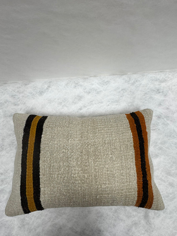 Turkish Hemp Pillow Cushion Natural Beige Rust Pillow Cushion Cover 16" x 24" #30106