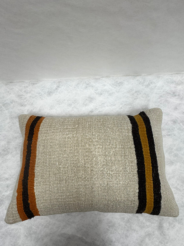 Turkish Hemp Pillow Cushion Natural Beige Rust Pillow Cushion Cover 16" x 24" #30106