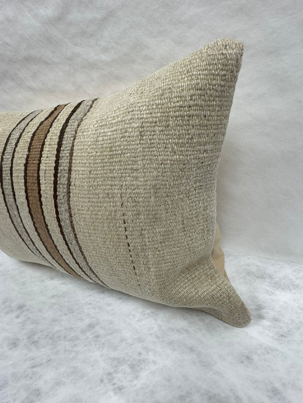 Turkish Hemp Pillow Cushion Natural Beige Brown Pillow Cushion Cover 16" x 24" #30033