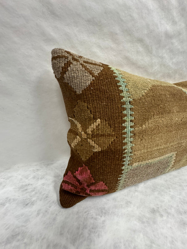 Turkish Hemp Pillow Cushion Natural Tan Brown Pillow Cushion Cover 16" x 24" #30115