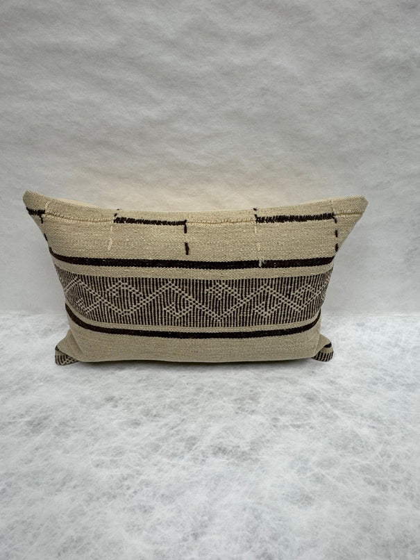 Turkish Hemp Pillow Cushion Natural Beige Dark Brown Pillow Cushion Cover 16" x 24" #30116