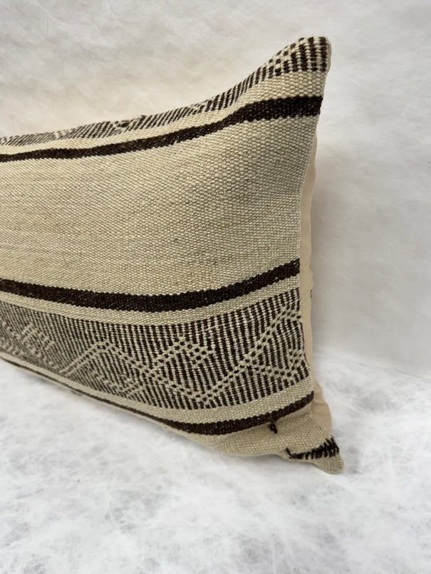 Turkish Hemp Pillow Cushion Natural Beige Dark Brown Pillow Cushion Cover 16" x 24" #30116