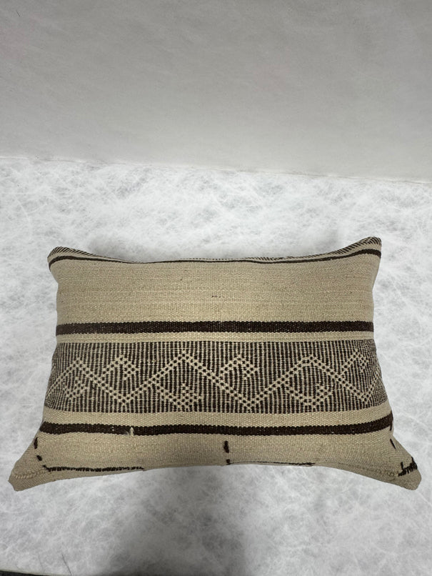 Turkish Hemp Pillow Cushion Natural Beige Dark Brown Pillow Cushion Cover 16" x 24" #30116