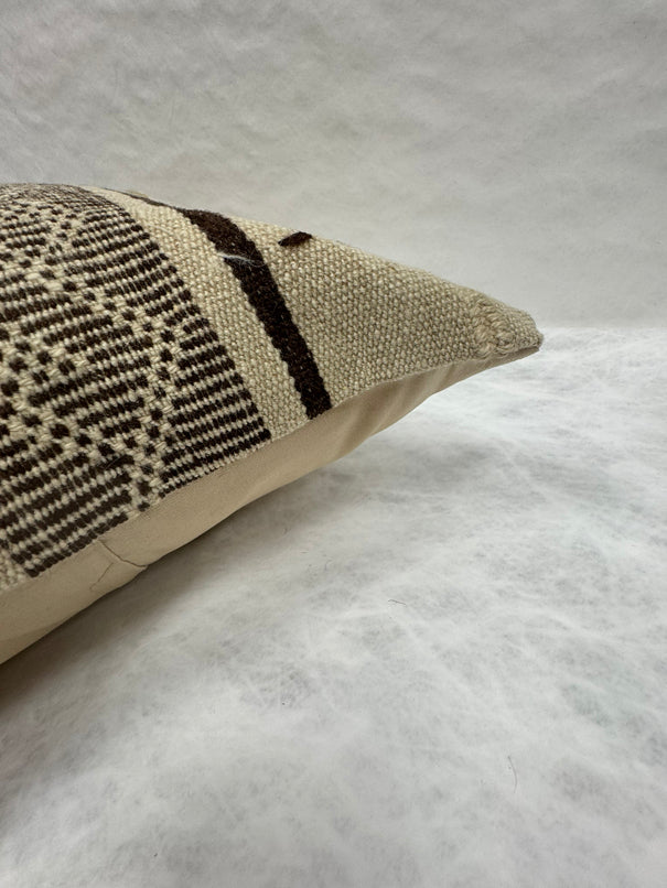 Turkish Hemp Pillow Cushion Natural Beige Dark Brown Pillow Cushion Cover 16" x 24" #30116