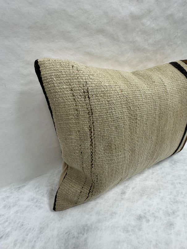 Turkish Hemp Pillow Cushion Natural Beige Brown Pillow Cushion Cover 16" x 24" #30104