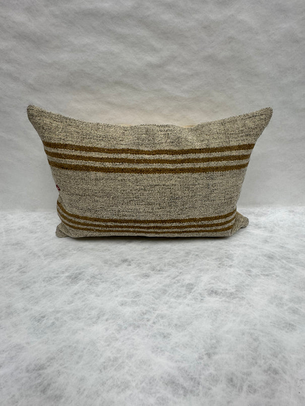 Turkish Hemp Pillow Cushion Natural Beige Rusty Brown Pillow Cushion Cover 16" x 24" #30117
