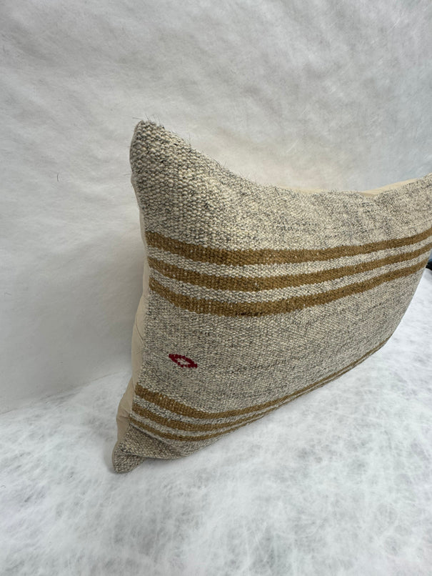 Turkish Hemp Pillow Cushion Natural Beige Rusty Brown Pillow Cushion Cover 16" x 24" #30117