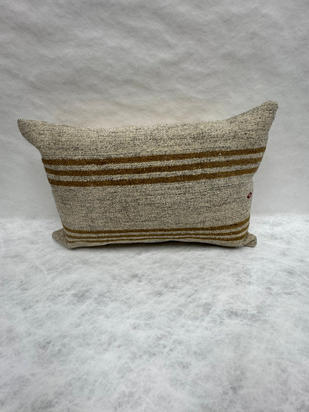Turkish Hemp Pillow Cushion Natural Beige Rusty Brown Pillow Cushion Cover 16" x 24" #30117