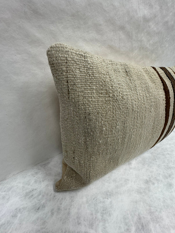Turkish Hemp Pillow Cushion Natural Beige Brown Pillow Cushion Cover 16" x 24" #30118