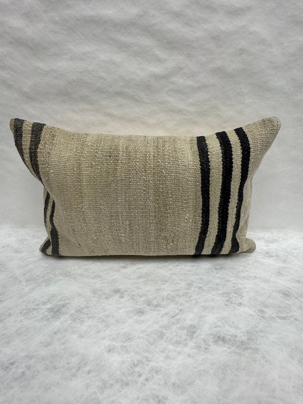 Turkish Hemp Pillow Cushion Natural Beige Black Pillow Cushion Cover 16" x 24" #30092