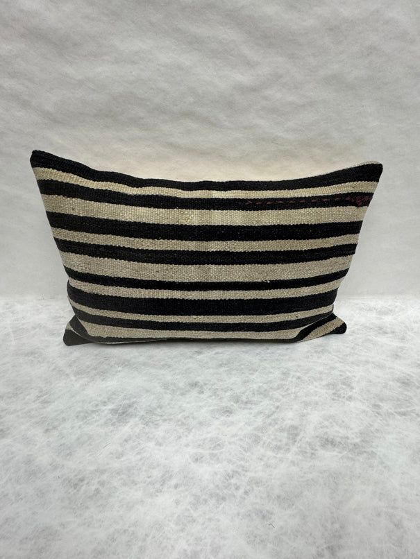 Turkish Hemp Pillow Cushion Natural Beige Black Pillow Cushion Cover 16" x 24" #30093