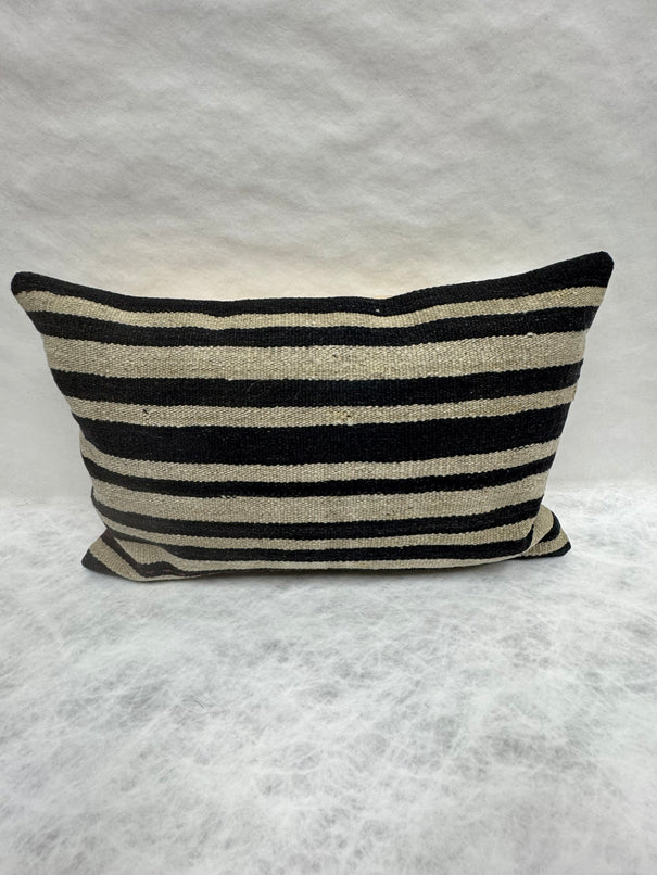Turkish Hemp Pillow Cushion Natural Beige Black Pillow Cushion Cover 16" x 24" #30093