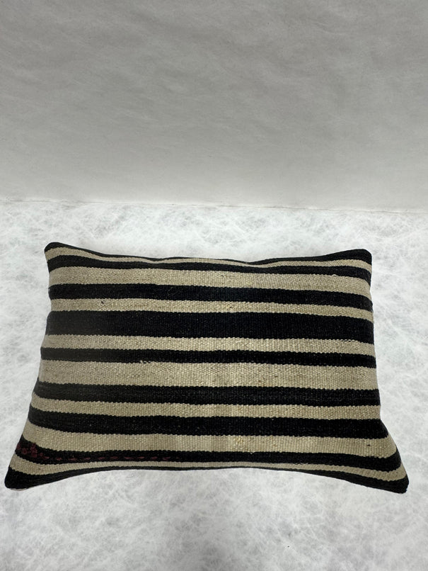 Turkish Hemp Pillow Cushion Natural Beige Black Pillow Cushion Cover 16" x 24" #30093