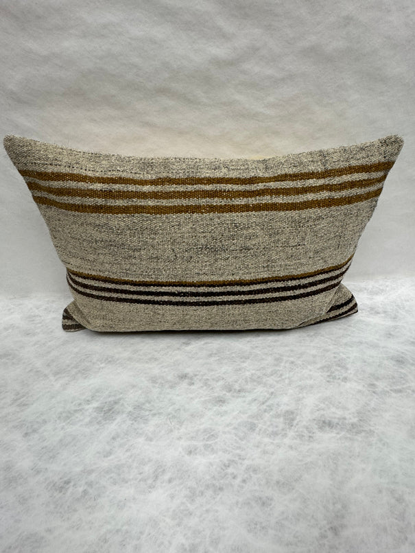 Turkish Hemp Pillow Cushion Natural Beige Brown Pillow Cushion Cover 16" x 24" #30085