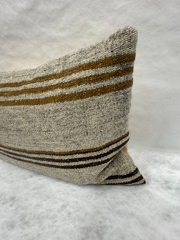 Turkish Hemp Pillow Cushion Natural Beige Brown Pillow Cushion Cover 16" x 24" #30085