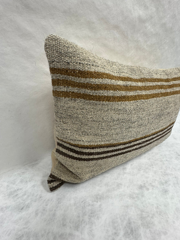 Turkish Hemp Pillow Cushion Natural Beige Brown Pillow Cushion Cover 16" x 24" #30085