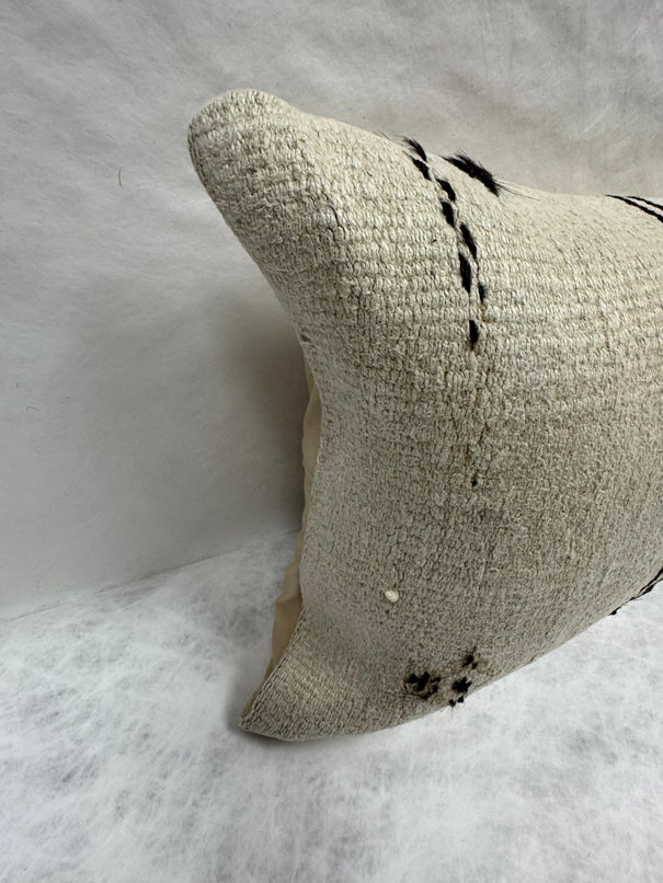 Turkish Hemp Pillow Cushion Natural Beige Black Pillow Cushion Cover 16" x 24" #30086