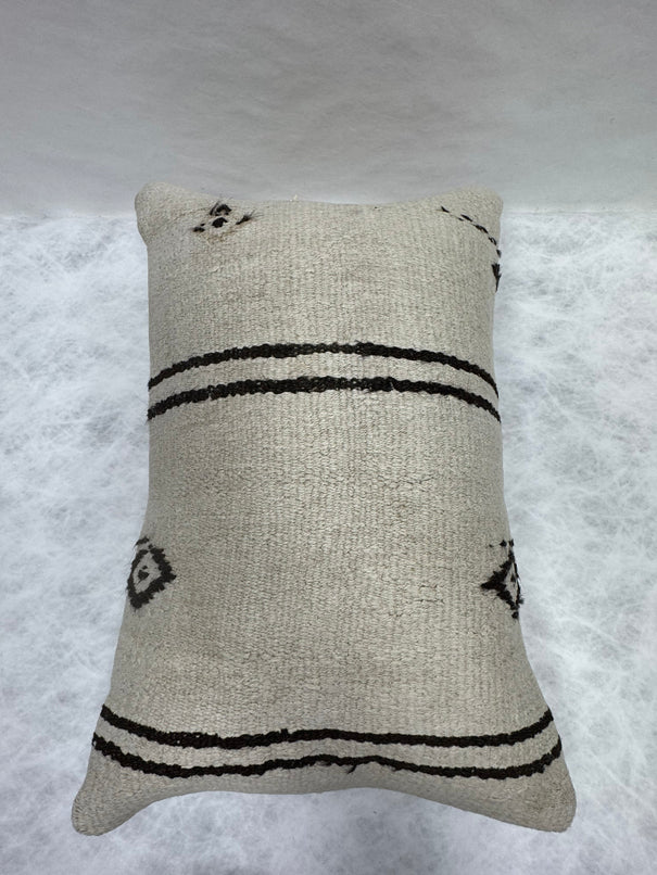 Turkish Hemp Pillow Cushion Natural Beige Black Pillow Cushion Cover 16" x 24" #30086