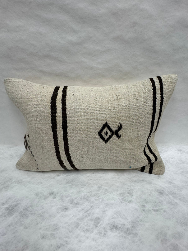 Turkish Hemp Pillow Cushion Natural Beige Black Pillow Cushion Cover 16" x 24" #30087