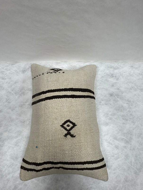 Turkish Hemp Pillow Cushion Natural Beige Black Pillow Cushion Cover 16" x 24" #30087