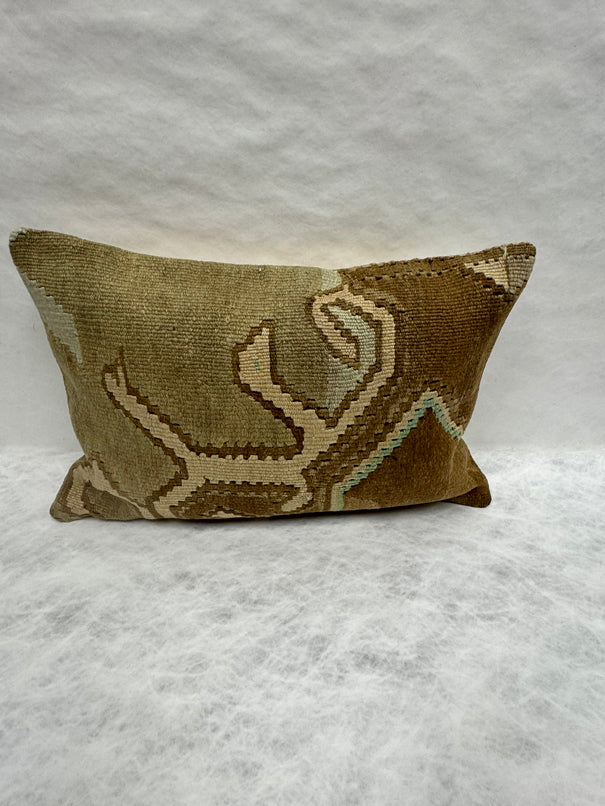 Turkish Hemp Pillow Cushion Natural Olive Green Brown Pillow Cushion Cover 16" x 24" #30101