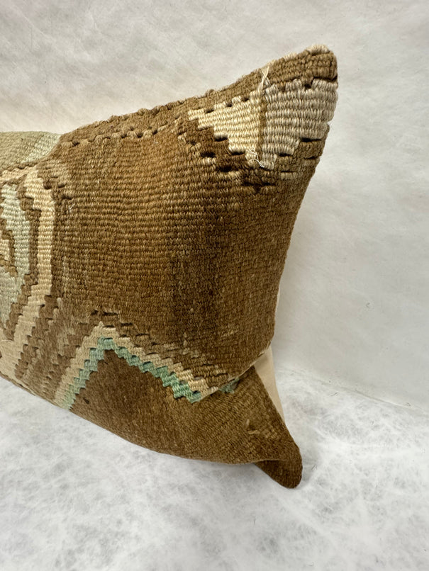 Turkish Hemp Pillow Cushion Natural Olive Green Brown Pillow Cushion Cover 16" x 24" #30101