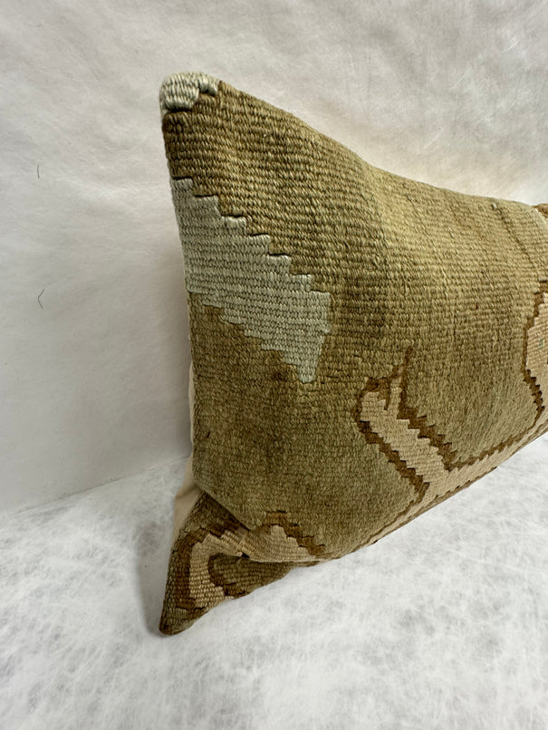 Turkish Hemp Pillow Cushion Natural Olive Green Brown Pillow Cushion Cover 16" x 24" #30101