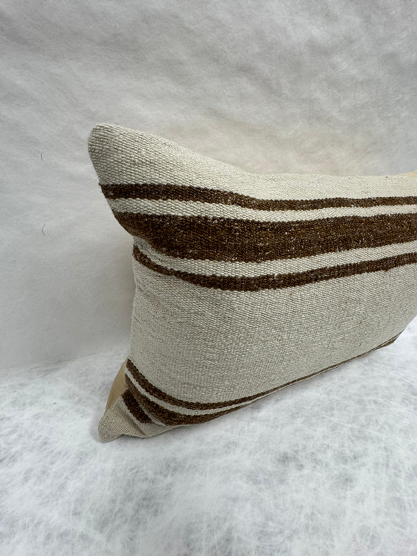 Turkish Hemp Pillow Cushion Natural Beige Brown Pillow Cushion Cover 16" x 24" #30105