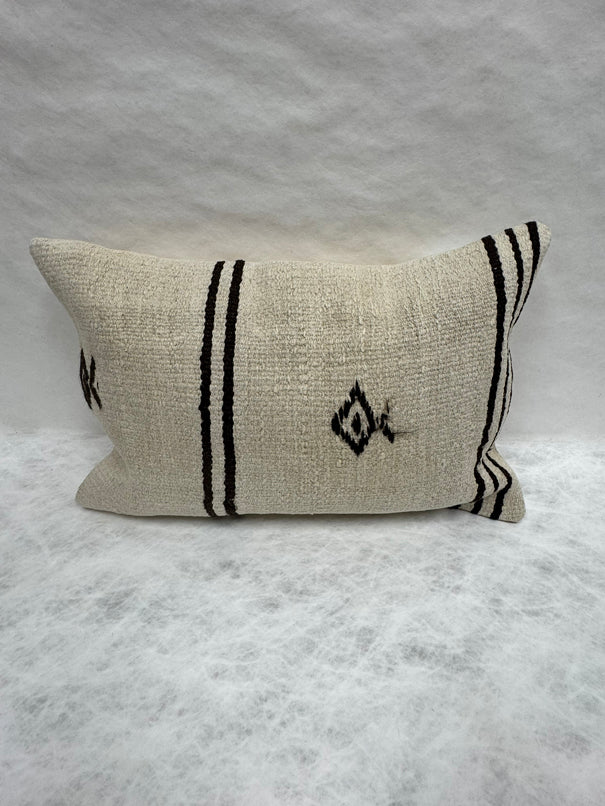 Turkish Hemp Pillow Cushion Natural Beige Black Pillow Cushion Cover 16" x 24" #30107