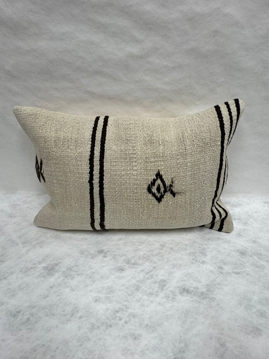 Turkish Hemp Pillow Cushion Natural Beige Black Pillow Cushion Cover 16" x 24" #30107