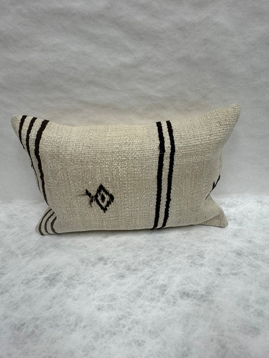 Turkish Hemp Pillow Cushion Natural Beige Black Pillow Cushion Cover 16" x 24" #30107