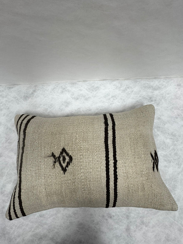Turkish Hemp Pillow Cushion Natural Beige Black Pillow Cushion Cover 16" x 24" #30107