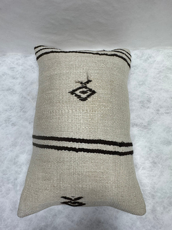 Turkish Hemp Pillow Cushion Natural Beige Black Pillow Cushion Cover 16" x 24" #30107