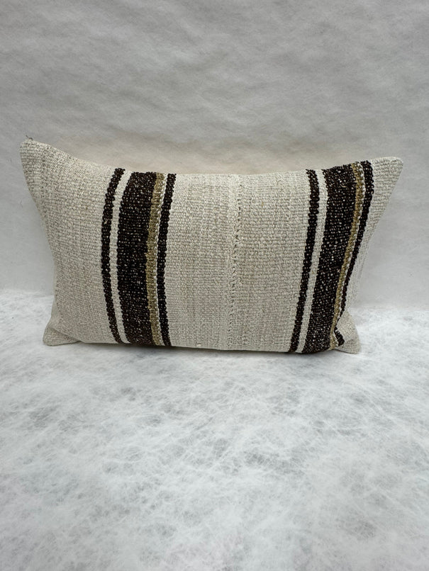 Turkish Hemp Pillow Cushion Natural Beige Black Pillow Cushion Cover 16" x 24" #30102