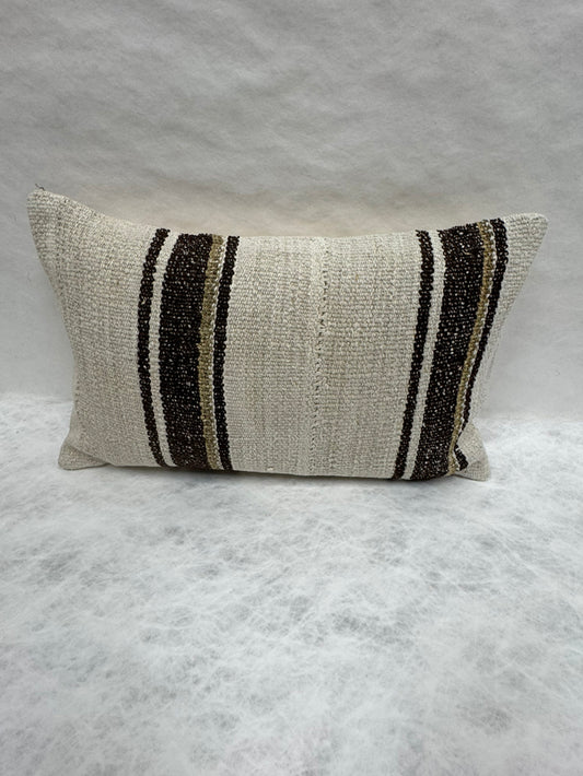 Turkish Hemp Pillow Cushion Natural Beige Black Pillow Cushion Cover 16" x 24" #30102