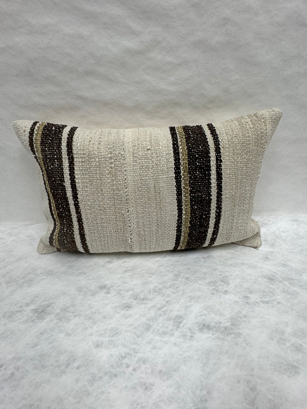 Turkish Hemp Pillow Cushion Natural Beige Black Pillow Cushion Cover 16" x 24" #30102